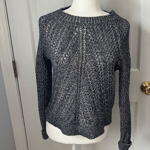 Lucky Brand Black and Silver Open Knit Sweater EUC runs small